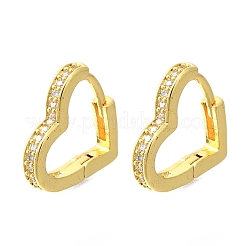 Brass Clear Cubic Zirconia Hoop Earrings&nbsp;LS-EJEW-M047-09G