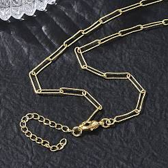 2.7MM Brass Textured Paperclip Chain Necklaces for Women&nbsp;KK-CBA2293-19G