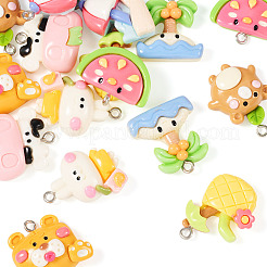 16Pcs 8 Styles Opaque Resin Pendants&nbsp;CRES-TA0001-40