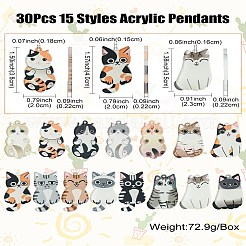 30Pcs 15 Styles Acrylic Pendants&nbsp;OACR-CJ0001-96