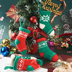 4Pcs 4 Styles Christmas Polyester Socks Pendant Decorations&nbsp;AJEW-TA0003-29A
