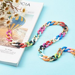 Handmade Opaque Spray Painted Acrylic & CCB Plastic Chain&nbsp;AJEW-JB01005