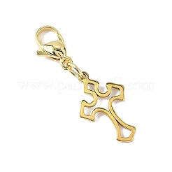 6Pcs 2 Colors Cross 304 Stainless Steel Pendant Decorations&nbsp;HJEW-JM04495