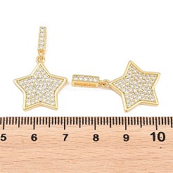 Brass Micro Pave Clear Cubic Zirconia Pendants&nbsp;KK-CJC0013-19G