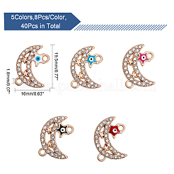 40Pcs 5 Colors Moon Alloy Enamel Connector Charms&nbsp;ENAM-CA0001-55