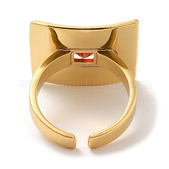 Rack Plating Brass Rectangle Open Cuff Rings&nbsp;RJEW-D008-02G