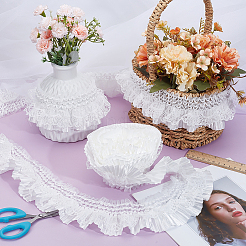 10 Yards Polyester Layered Pleated Lace Ribbon&nbsp;OCOR-BC0008-01A
