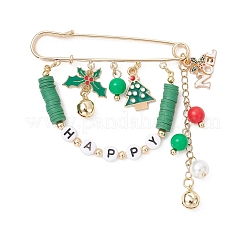 3Pcs 3 Colors Christmas Themed Alloy Enamel & Acrylic & Polymer Clay Pendant Brooches&nbsp;JEWB-TA00023