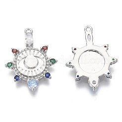 Brass Micro Pave Cubic Zirconia Pendants&nbsp;KK-R130-014P-NF