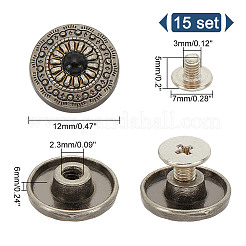 15Pcs 1-Hole Alloy & Plastic Beads Buttons&nbsp;BUTT-HY0001-11B