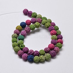 Natural Lava Rock Round Bead Strands&nbsp;G-I124-8mm-07