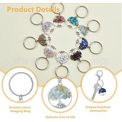 2 Sets Natural & Synthetic Mixed Stone Keychain&nbsp;KEYC-FH0001-15