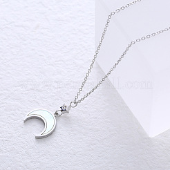 Amie Lunbi Shell Pendant Titanium Steel Necklace for Women Moon Shape Jewelry&nbsp;GV4177
