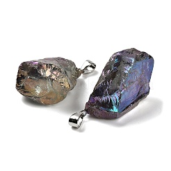 Electroplated Raw Natural Quartz Crystal Pendants&nbsp;G-Q481-20P-05
