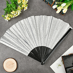 1Pc Bamboo with Oxford Fabric Glitter Powder Folding Fans&nbsp;AJEW-SP0003-77C