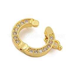 Rack Plating Brass Micro Pave Clear Cubic Zirconia Twister Clasps&nbsp;KK-F876-06G-01