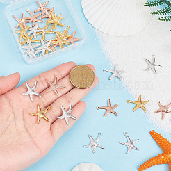 30Pcs 3 Colors Starfish/Sea Stars Brass Pendants&nbsp;KK-PH0013-85