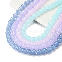 4 Strands 4 Colors Imitation Jade Glass Round Beads Strands&nbsp;GLAA-FS0002-07