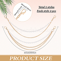 4Pcs 2 Styles Alloy & Imitation Pearl Three-layer Boot Strap Chains&nbsp;AJEW-ME0003-09