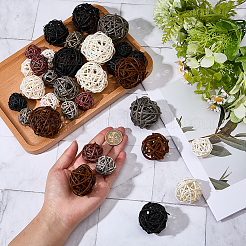 32Pcs 12 Styles Wicker Rattan Balls&nbsp;AJEW-SC0004-30