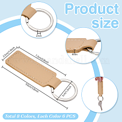 48Pcs 6 Colors PU Leather Keychains&nbsp;KEYC-PH0002-23