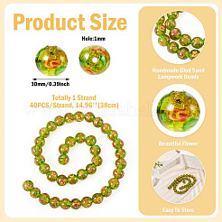 1 Strand Handmade Glod Sand Lampwork Beads Strands&nbsp;LAMP-TA0002-09E