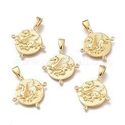 Brass Micro Pave Clear Cubic Zirconia Pendants&nbsp;ZIRC-Q023-03G