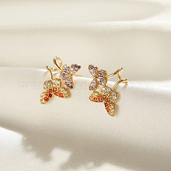 925 Sterling Silver Micro Pave Cubic Zirconia Stud Earrings&nbsp;EJEW-K284-06G