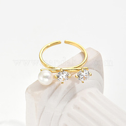 Simple Style Brass Pave Cubic Zirconia Open Rings&nbsp;IO7806