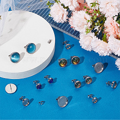 40Pcs 4 Size 304 Stainless Steel Stud Earring Settings&nbsp;STAS-BBC0004-41