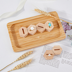 Hexagon Wood Ring Display Pedestals&nbsp;RDIS-WH0011-22
