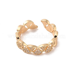 Brass Micro Pave Cubic Zirconia Open Cuff Rings&nbsp;RJEW-R146-17A-KCG