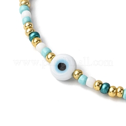 Handmade Evil Eye Lampwork & Glass Seed Beads Stretch Bracelets for Men Women&nbsp;BJEW-JB12361