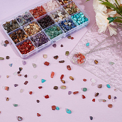 15 Styles Natural & Synthetic Mixed Gemstone Chip Beads&nbsp;G-PA0001-99