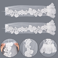 1 Pair Flower Pattern Polyester Lace Long Fingerless Gloves&nbsp;AJEW-CY0001-60A