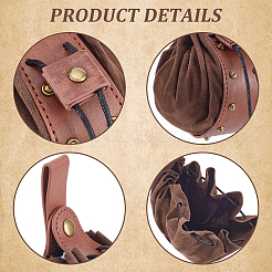 2Pcs 2 Colors Viking PU Leather Drawstring Wallets with Antique Bronze Tone Iron Rivets&nbsp;AJEW-CL0003-49