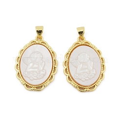 Natural White Shell Carved Angel Pendants&nbsp;KK-S506-01A-G