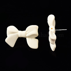 Spray Painted CCB Plastic Bowknot Stud Earring Findings&nbsp;CCB-Q091-07G