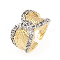 Brass Micro Pave Cubic Zirconia Cuff Rings&nbsp;RJEW-D326-04G