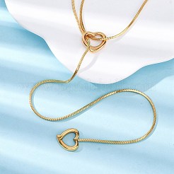 304 Stainless Steel Heart Pendant Y Pendant Necklaces&nbsp;NJEW-U026-05G
