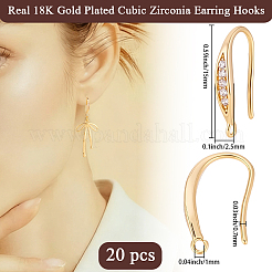 20Pcs Brass Micro Pave Clear Cubic Zirconia Earring Hooks&nbsp;KK-BBC0023-51