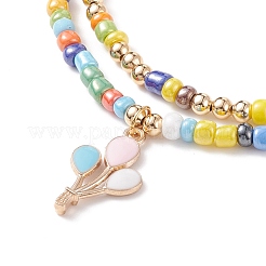 2Pcs 2 Style Glass Seed Pearl Beaded Necklaces Set&nbsp;NJEW-JN03936