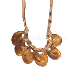 Exaggerated Oval Resin Pendant Waxed Cord Bib Necklaces for Women&nbsp;FS-WG15354-03