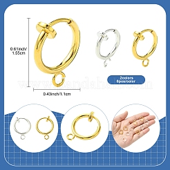 12Pcs 2 Colors Brass Clip-on Hoop Earring Findings&nbsp;KK-FS0001-48