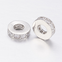 Brass Micro Pave Cubic Zirconia European Beads&nbsp;X-ZIRC-P066-45P