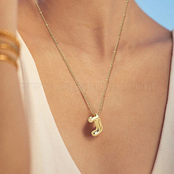 1pc Brass Chain with Alloy Letter Pendants Necklaces&nbsp;NJEW-LP0001-41J-G
