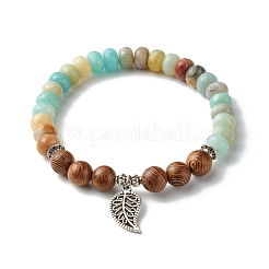 Reiki Natural Mixed Stone & Wenge Wood Beads Stretch Bracelet&nbsp;BJEW-JB06896