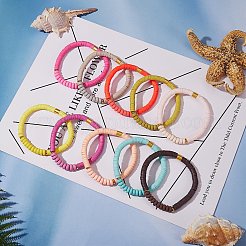 20Pcs 20 Colors Handmade Polymer Clay Heishi Surfer Stretch Bracelets Set with Synthetic Hematite&nbsp;BJEW-SW00043