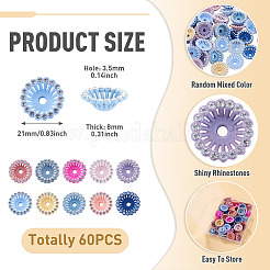 60Pcs Acrylic & Rhinestone Bead Caps&nbsp;MACR-TA0002-78