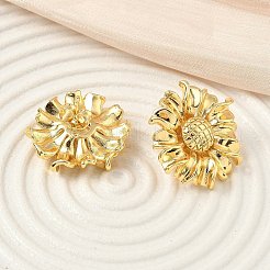 Sunflower Brass Stud Earrings&nbsp;EJEW-F389-08G
